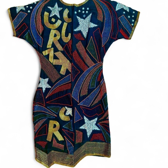 Laurence Kazar Black Beaded Vintage Party Dress - Picture 6 of 8